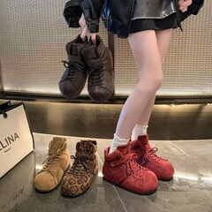 高帮豹纹博肯鞋内增高5cm保暖软底轻便A-18