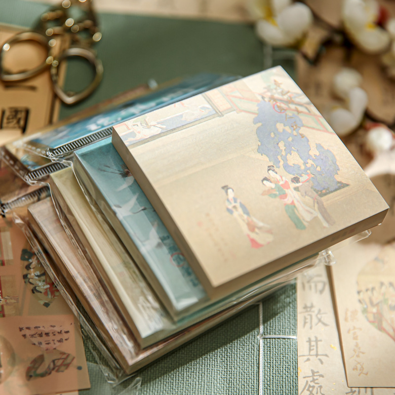 創意便簽本批發古韻畫卷ins復古高顏值手賬便簽紙學生標記留言本