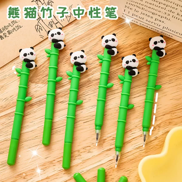 Cartoon Panda Silicone Gel Pen Student High Color Value Test Brush Pen Cute Bamboo Black Sign Pen