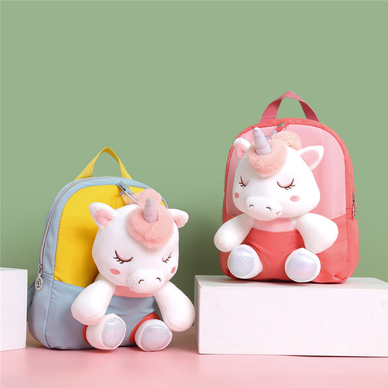 Mochila para niños nueva mochila de caballo de un solo hombre de dibujos animados de Kindergarten de peluche muñeca mochila de nylon ligero bolsa de moda