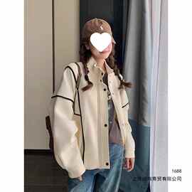 新款学院风森系开衫卫衣女立领棒球服外套秋冬季拼接夹克上衣其他