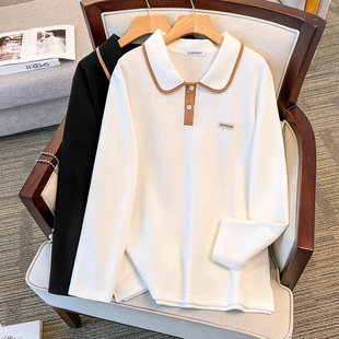 plus size women's summer lapel coat fat sister slim 200/300kg long sleeve sweater T-shirt