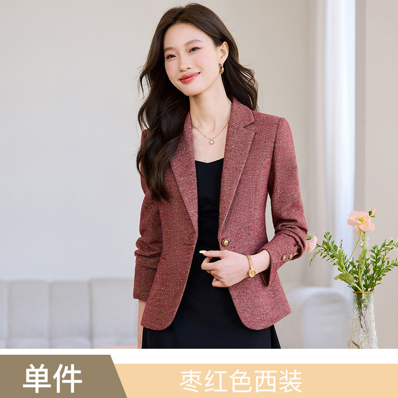 羊毛西装外套女秋冬2025新款高级感小个子短款女士小香风修身西服|undefined