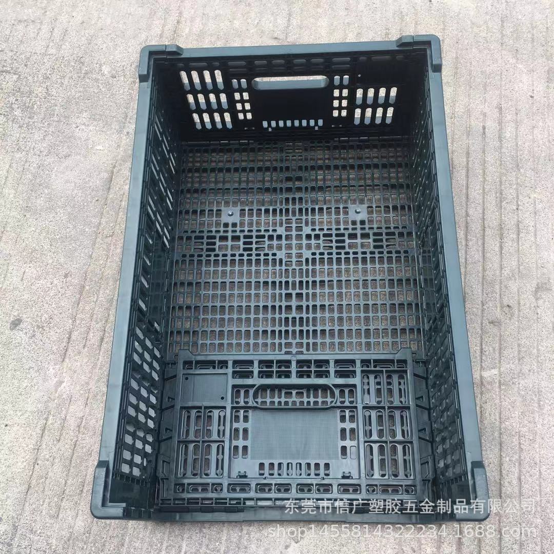 加厚绿蓝色塑胶折叠箩 食品整理筐生鲜漏底运输胶框 可折叠塑料框