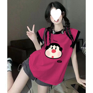 100% Pure Cotton Sleeveless Design Contrasting Color Vest Printed T-Shirt Women's Loose and Versatile Casual Summer Top Ins Style