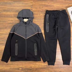 Spring and Autumn 2025 Leisure Sports Breathable Cotton Double Side Zipper Hood Men's 48 Jacket 49 Sweatpants Set
