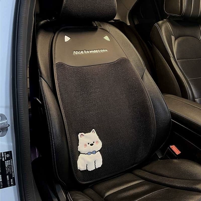 seasons, breathable, high-quality car seat – Seat cushion, seat cover - suitable-for-all-seasonswest-highland-bowtie-puppy-black-backrest-with-headrest-cover-single-piece