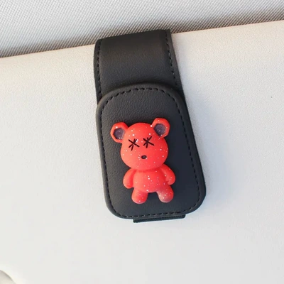 Car Glasses Clip/Bill Clip – sunglasses card bill holder - space-black-red-bear