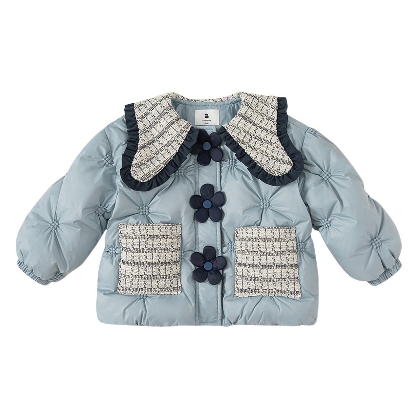 Babycity niños abajo chaqueta niñas muñeca collar abajo chaqueta de pato blanco abajo estilo Chanel ropa para niños DY23123