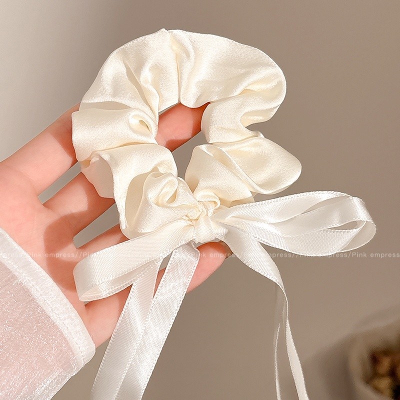 Corbata de pelo de intestino de lunares de crema grande coreana, gomas de goma de cola de caballo suaves para mujer, accesorios para el cabello de bola, accesorios para el cabello, cuerda para la cabeza