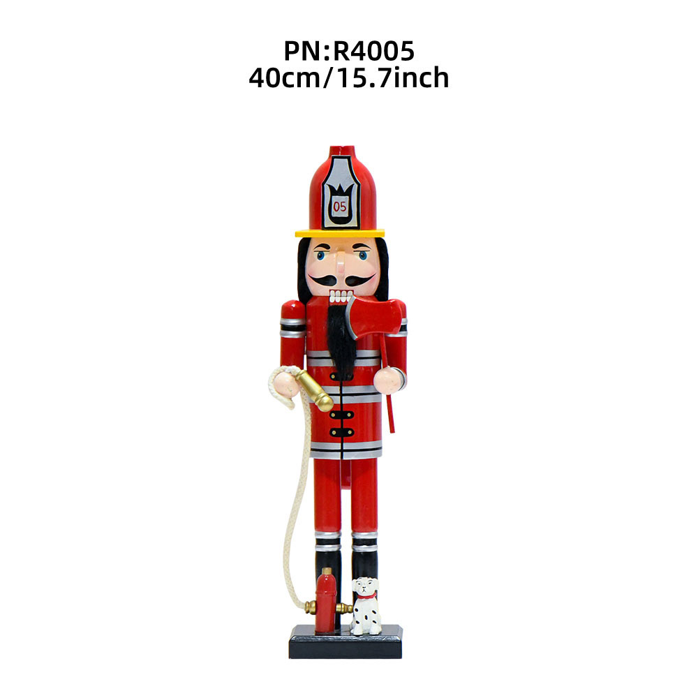 40cm cara negra nuez soldado personaje títere dibujos animados creativos personajes tallados decoraciones de madera de Navidad regalos de vacaciones