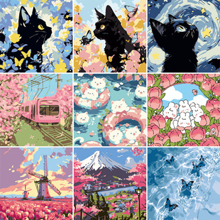 New Digital Oil Painting DIY Kidsren's Cartoon Animation Coloring Graffiti Painting Coloring Healing Decorative Painting Manufacturer Wholesale