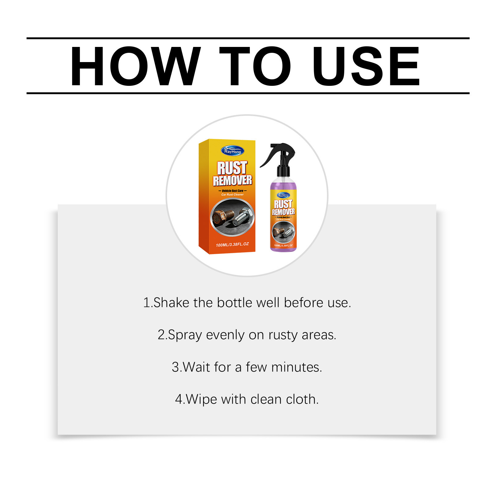 Rayhong Car Rust Remover, Metal Parts Rust Removal and Cleaning Agent, Car Hardware Cleaning Spray