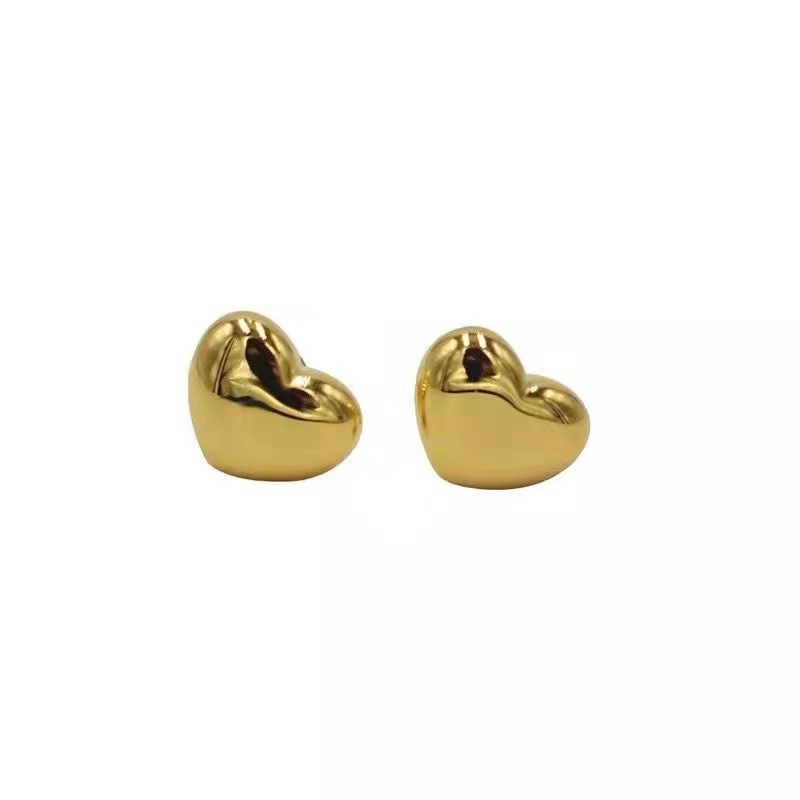 Fashion Heart Shape Titanium Steel Plating Ear Studs 1 Pair display picture 3