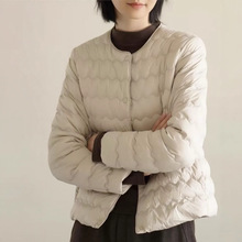 白雨绒服女内胆2025春夏新款轻薄保暖大衣伴侣圆领短款外套潮