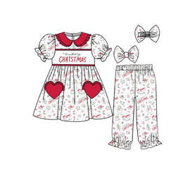 童装外贸批发圣诞节圣诞老人糖短袖长裤夏季秋季女孩男孩套装