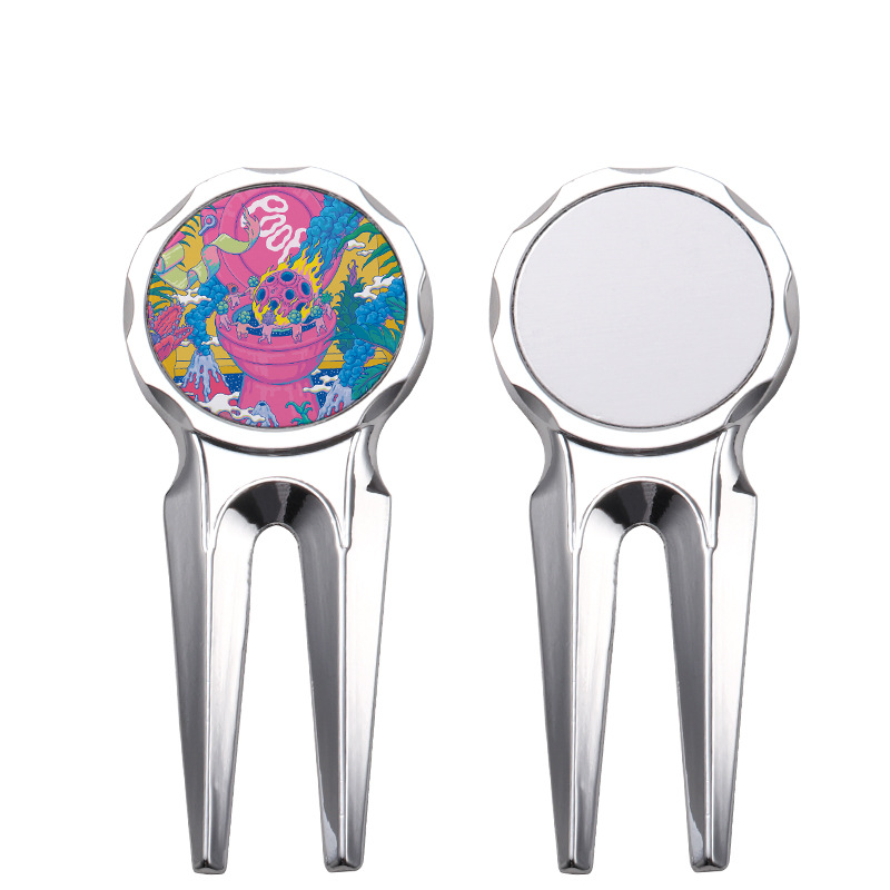 Amazon transfronterizo en blanco de transferencia térmica consumibles placa de equipaje colgante sublimación caliente horquilla de golf metal colgante