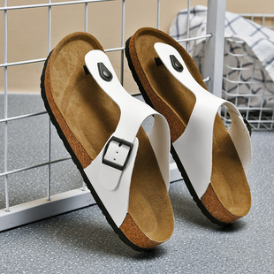 Cross-border new flip-flops fashion cork home slippers buckle casual shoes fashion slippers street slippers
