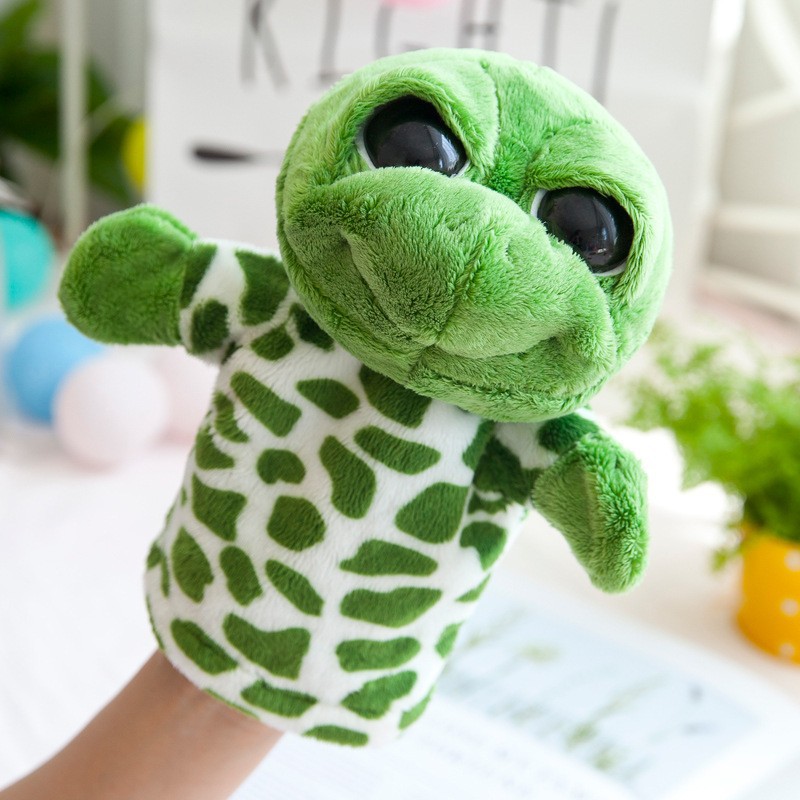 Boca abierta animal de dibujos animados de peluche marioneta de mano de juguete entre padres e hijos boca puede mover una variedad de estilos transfronterizos en stock lote mixto