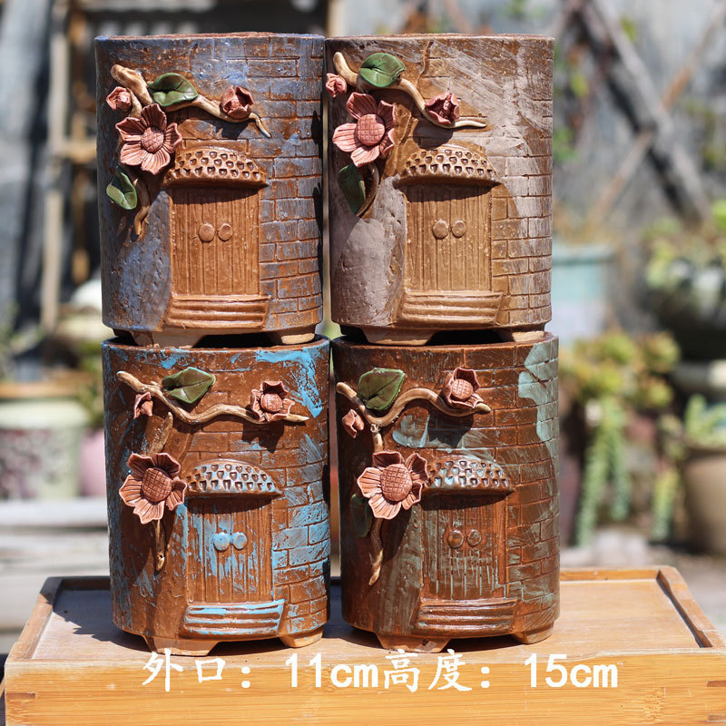 Free shipping new handmade pinch maifan stone flowerpot house shape master basin large old pile basin breathable stoneware Basin Free shipping new handmade pinch maifan stone flowerpot house shape master basin large old pile basin breathable stoneware Basin