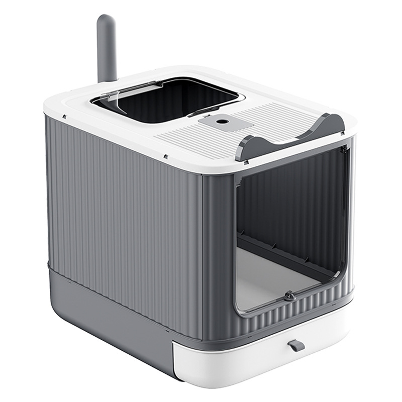 Lavabo de arena para gatos totalmente cerrado de gran tamaño para evitar salpicaduras y desodorización exterior, inodoro para gatos tipo cajón, lavabo plegable para heces para gatos, suministros para mascotas