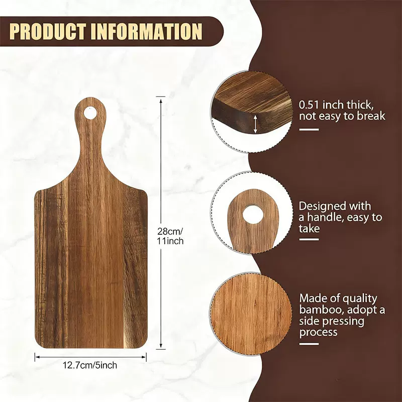 相思木带手柄砧板跨境家用派对聚会端菜板牛排芝士面包托盘披萨板