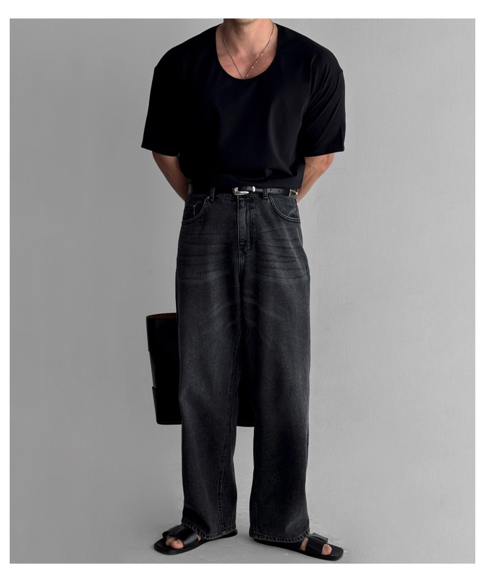 Silky Stretch Men's U-Neck T-Shirt - Lightweight Breathable Short Sleeve Top For Summer Comfort & Active Wear_viptrois.com