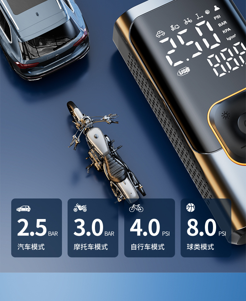 Dai Sheng Wireless Digital Display Car Air Pump Wholesale High-Power Portable Car Tire Inflator 12V for Car Use