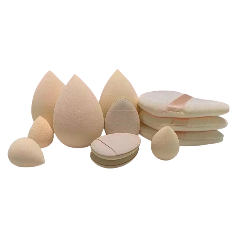 Juego de 12 piezas de huevo de belleza de color sólido popular transfronterizo, mini borla de polvo para pulgar, polvo suelto flocado, cojín de aire, huevo de maquillaje image 4