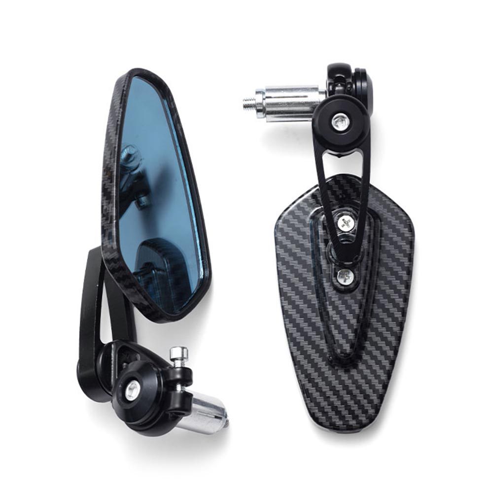 Espejo retrovisor de motocicleta modificado Espejo de manillar retro universal Pintura de mantenimiento de soldadura de carbono CNC para Harley/Mavericks