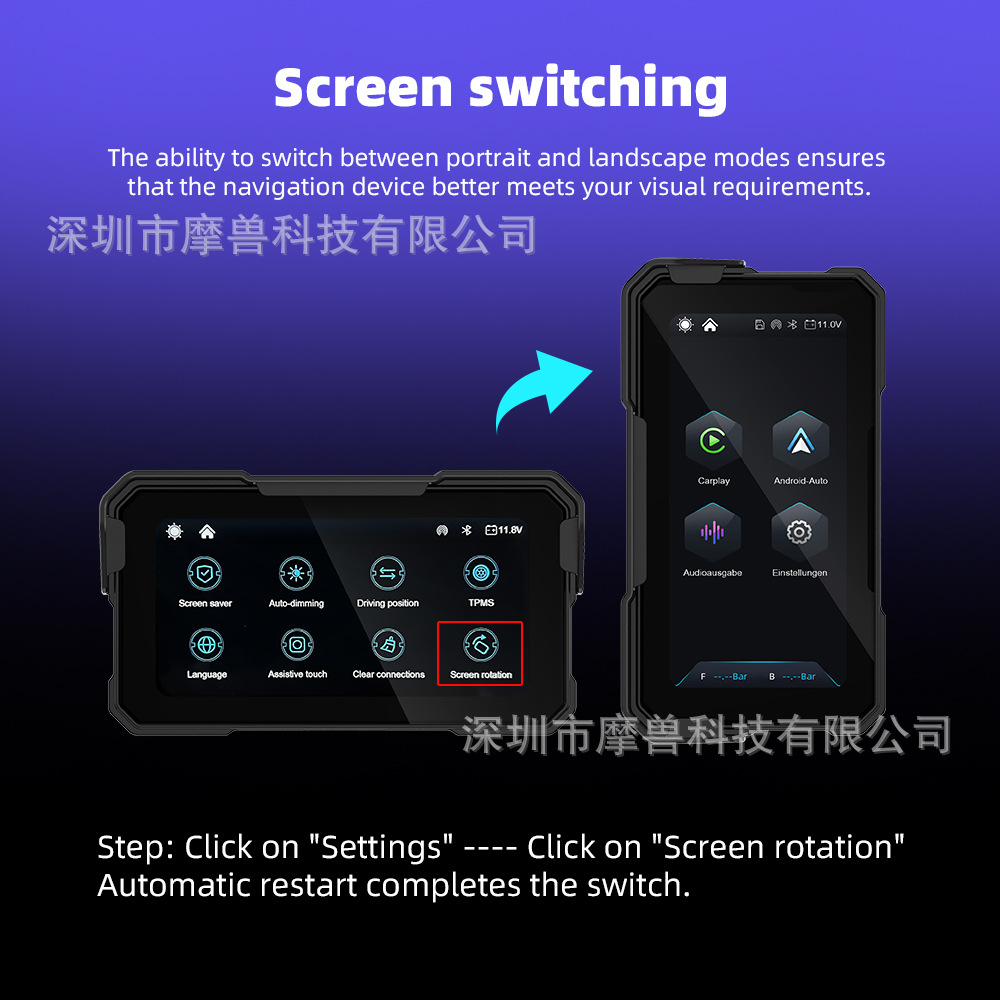 6.25inch Quick-Release Motorcycle Navigation Portable Wireless Carplay/Auto Waterproof Outdoor Riding