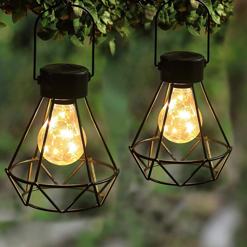 Manufacturer Solar Iron Retro Lantern Led Lamp Hanging Lighting Tungsten Lamp Waterproof Outdoor Courtyard Decorative Lamp