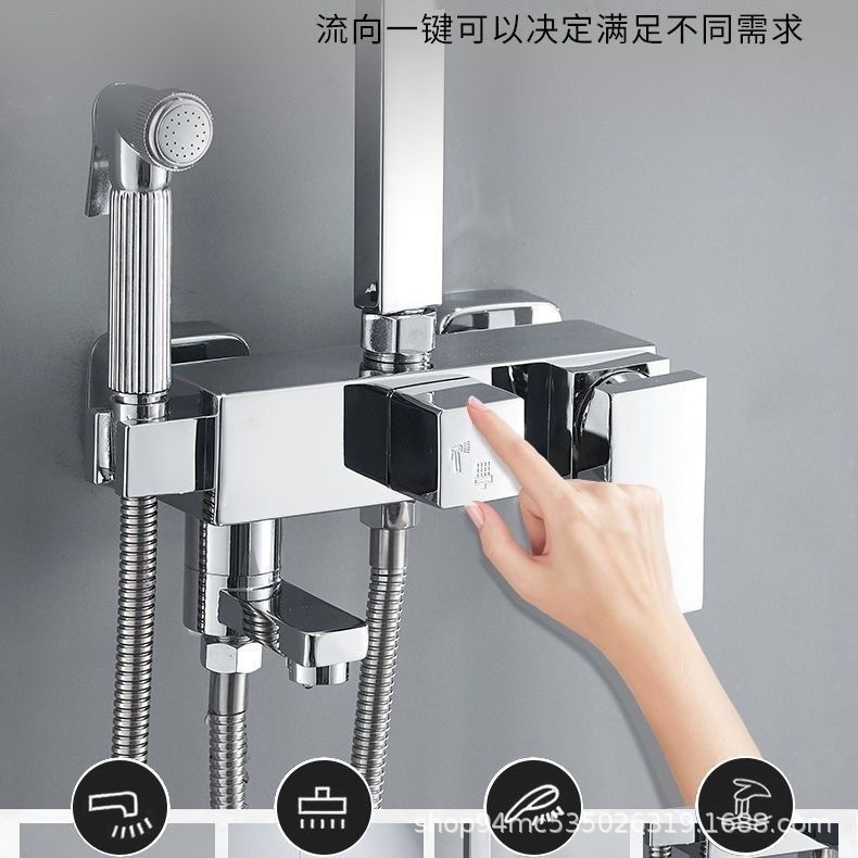 Baño presurizado doméstico de cobre completo conjunto de ducha de ducha de ducha de ducha de baño de ducha de temperatura constante agua caliente y fría