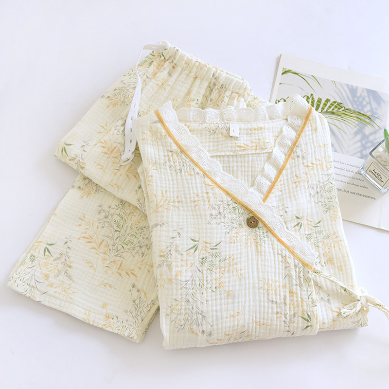 Class a Pure Cotton Gauze Double-Layer Postpartum Nursing Clothing, Spring and Summer Maternity Pajamas, Autumn Maternity Loungewear