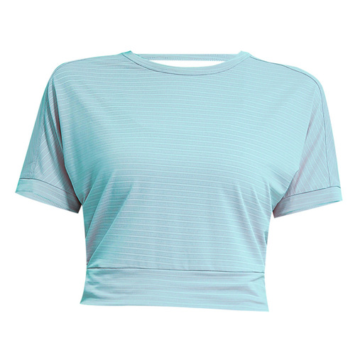 European and American summer beautiful back fitness clothes loose breathable sports T-shirt women's running yoga top jacquard short-sleeved new style