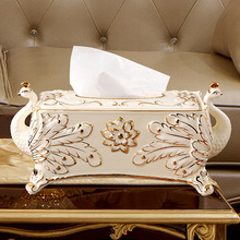 创意欧式纸巾盒奢华高档客厅大号陶瓷抽纸盒茶几装饰品孔雀摆件