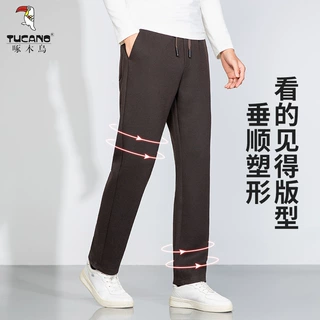 啄木鸟秋冬季新款宽松时尚百搭羊羔绒休闲裤加厚抽绳男款直筒长裤