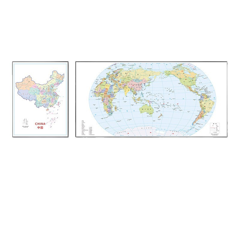 2025年新モデル 中国語と英語のバイリンガル世界地図ウォールチャート オフィスやレストランのソファの背景壁用|undefined