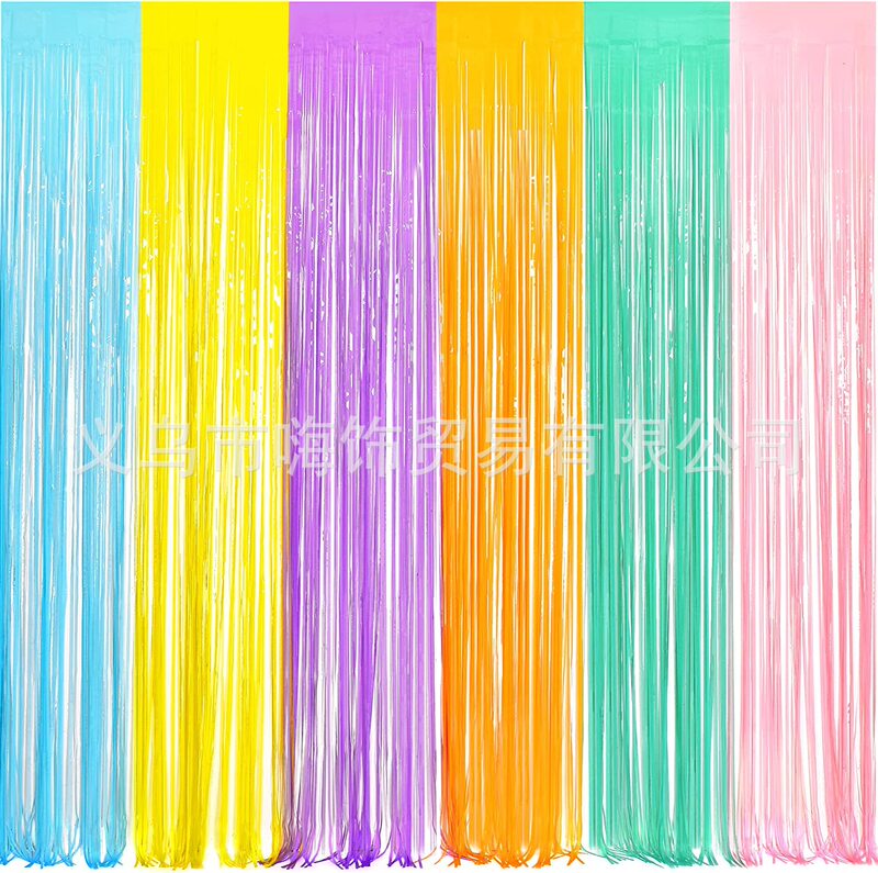 Cross Border Macaron Rain Silk Curtain Birthday Baby Shower Unicorn Mermaid Easter Ice Cream Party Decoration