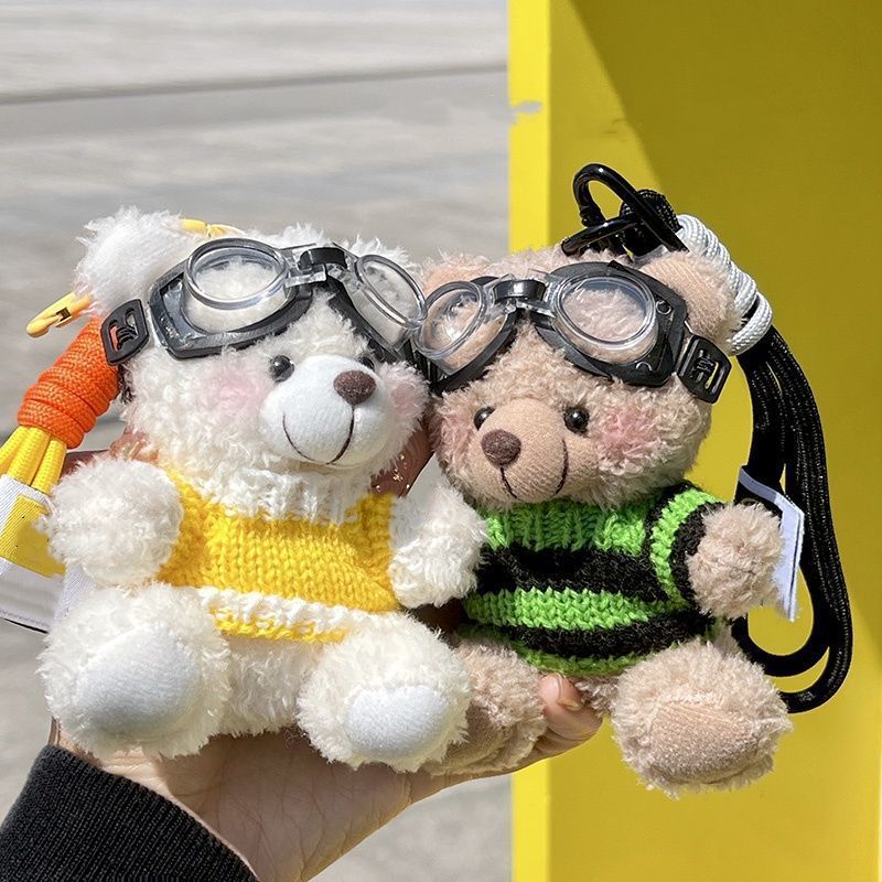 Colgante de bolsa de felpa de oso rubor Muñeca creativa Muñeca de oso lindo llavero Regalo Decoración interior de coche