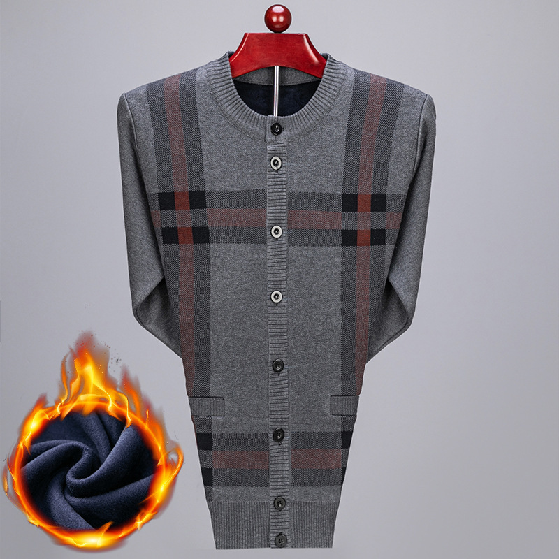 Middle-Aged and Elderly Men's Knit Cardigan with Buttons, Striped Sweater, Casual Cardigan for Grandpa, Men's Knit Outerwear
