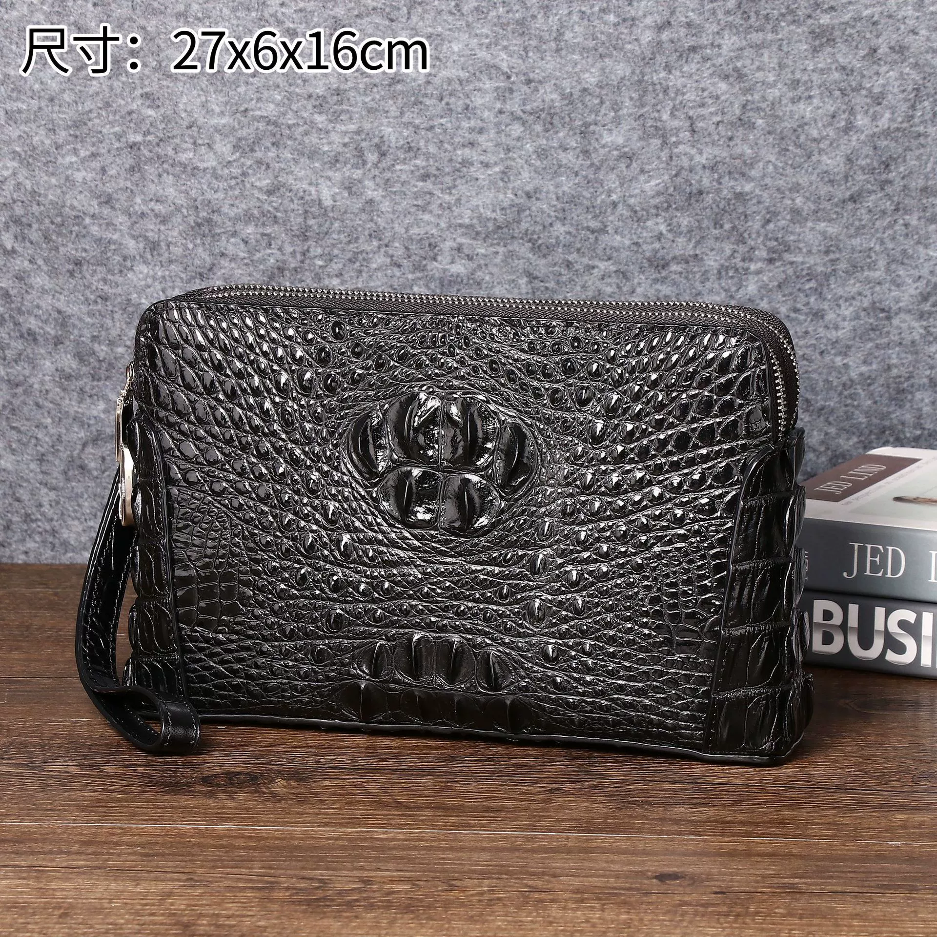 Small clutch bag with zipper, hand loop bag, capacious wallet