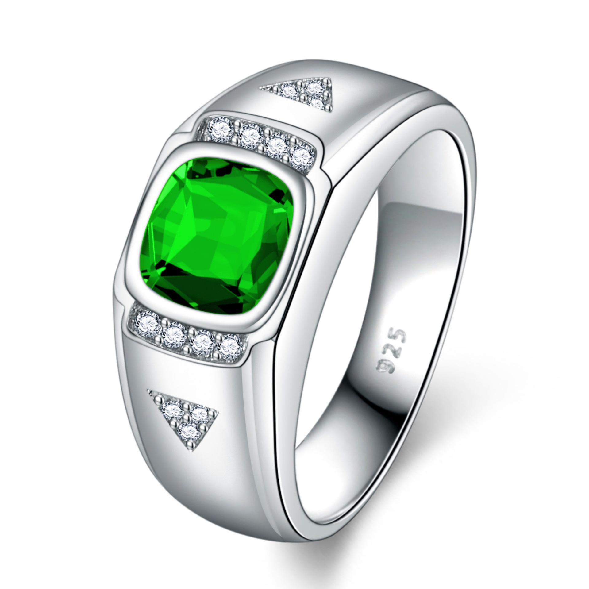 Colorful Treasure Herrenring mit personalisiertem trendigem blau plattiertem grünem Diamantzirkon_voghion.com