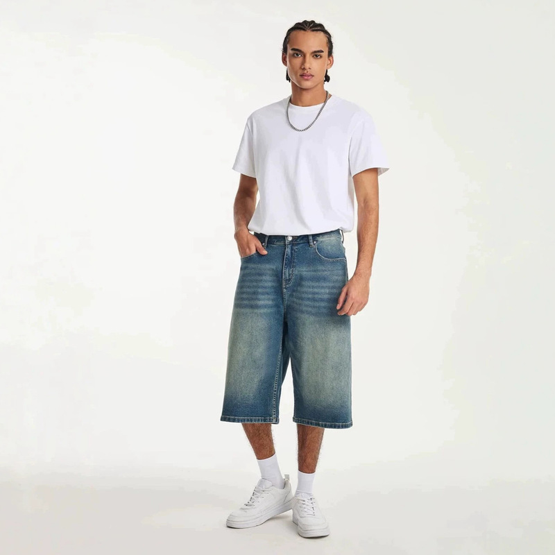 Men's Loose Straight-Leg Denim Shorts, Summer Washed Vintage Style, Exclusively for Cross-Border Sales, American-Style Versatile Casual Pants Men's Loose Straight-Leg Denim Shorts, Summer Washed Vintage Style, Exclusively for Cross-Border Sales, American-Style Versatile Casual Pants