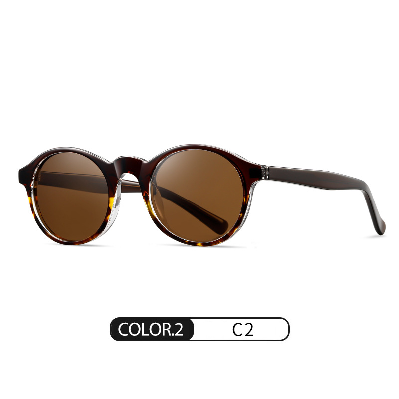 Nuevas gafas de sol polarizadas S31126 retro gafas de panel de marco redondo gafas de sol de pierna 3 2 gafas de hoja de bisagra de metal