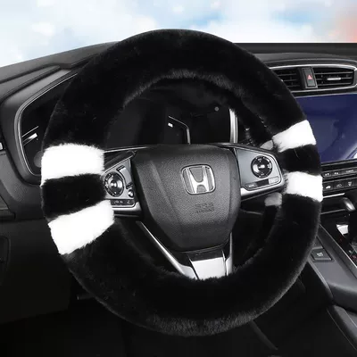 Integrated Handle Cover, Steering wheel cover - black-round-38cm