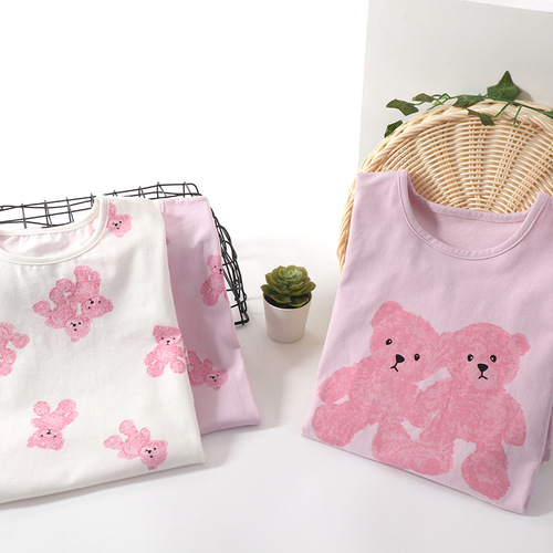 New children's nightgown summer cotton short-sleeved thin girls' pajamas baby children's clothing mother-daughter dress parent-child home