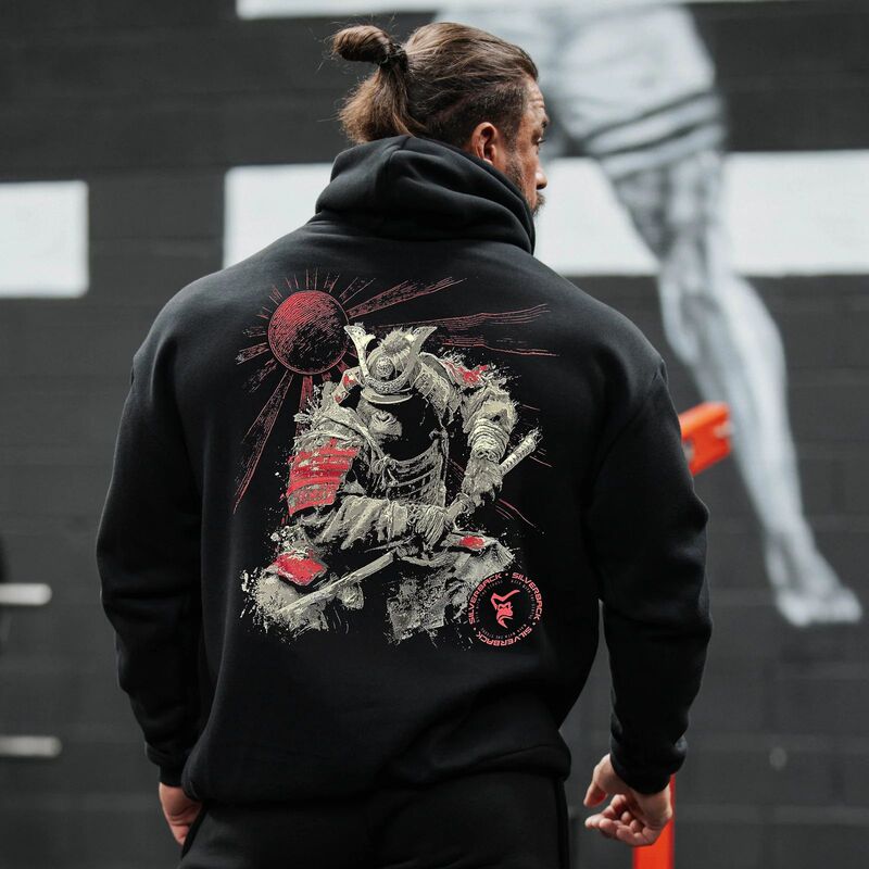 Silverback American Retro Hooded Sweatshirt, Spring and Autumn Style, Warrior Print, Loose Trendy Brand Hoodie
