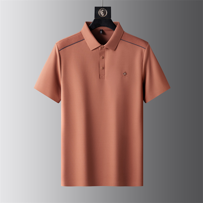 夏の新作若者と中年男性のTシャツルーズ半袖Tシャツビジネスラペルカジュアルトップ白Tシャツ|undefined