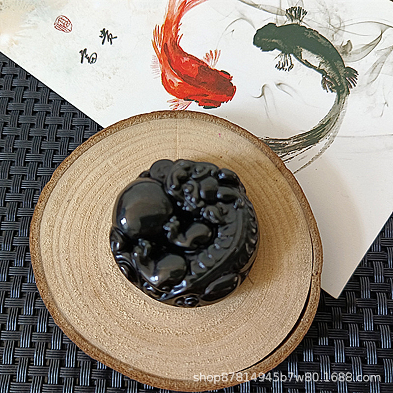 컬러 흑요석 브레이브 볼 알몸 펜던트 (직경 약 35mm)